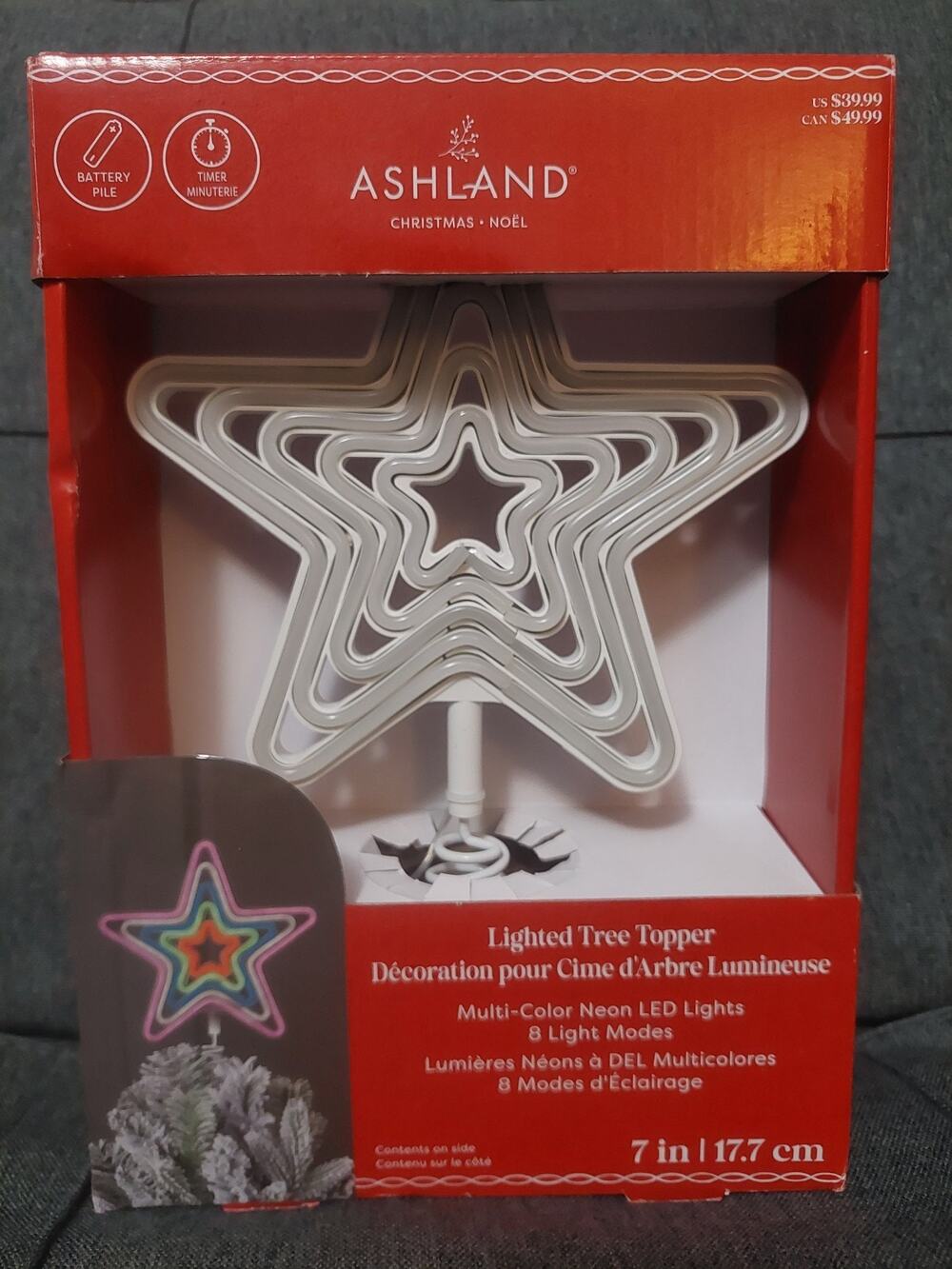 Ashland Multi Colored Star Lighted Tree Topper Christmas Decoration 8 Light Mode